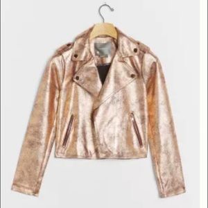 Brisa Metallic Faux Leather Moto Jacket
Copper 
Size Small